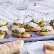 Pea Crostini with Lemon Ricotta and Mint
